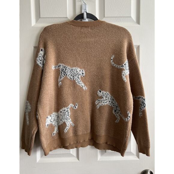&MERCI Women's Fuzzy Leopard Big Cat Novelty Pullover Sweatshirt Sweater Sz M - Picture 6 of 10